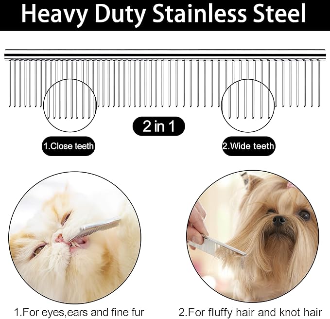 Dog Grooming Scissors with Safety Round Tip,Pet Grooming scissors Kit,Dog Shears for Grooming,Incude Thinning,Curved Grooming Scissors and Comb for dogs, cats.Suitable for The Right Hand