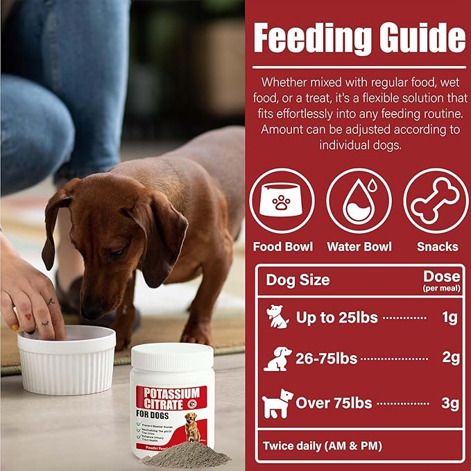 Potassium Citrate & Cranberry Supplement for Dogs & Cats - UTI Treatment & Bladder Support Powder, pH Balance, Urinary Tract & Stone Prevention