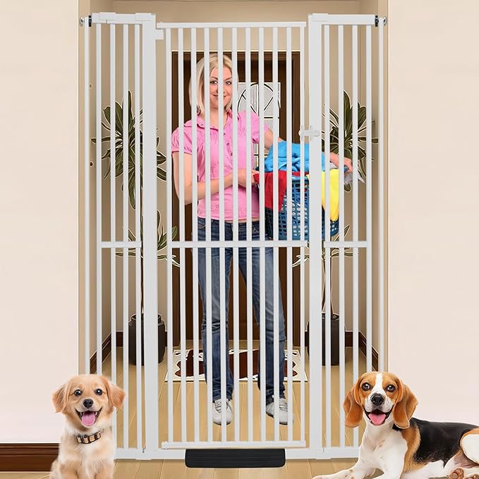 SHYUJAJIE 71 Inch Extra Tall Pet Gate for Cats, 29.5-48" Adjustable Wide Dog Gates, Pressure Mounted Walk Through Tall Cat Gate for Doorways,Hallway,Stairs,House(White)