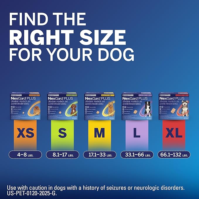 NexGard Plus (afoxolaner, moxidectin, and pyrantel) Flea and Tick Protection & Heartworm Preventive for Dogs Soft Beef Flavored Chewables, 33.1-66 lbs. (Purple) 3 Chews (3 Month Supply)
