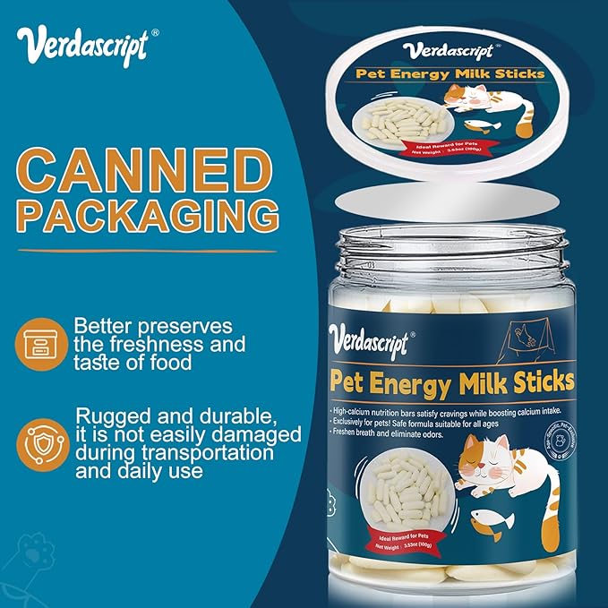 Natural High Protein Pet Milk Sticks - 100g Can Calcium Supplement Training Treats for Dogs & Cats Healthy Daily Snack,Teeth Cleaning,Dental Care