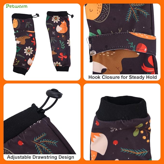 PetWarm Dog Recovery Sleeve 4pcs Set, Dog Leg Sleeve, Ideal for Comfort and Support During Pet Recovery, Suitable for Active or Support Recoverying Pet Use, Black Brown, S