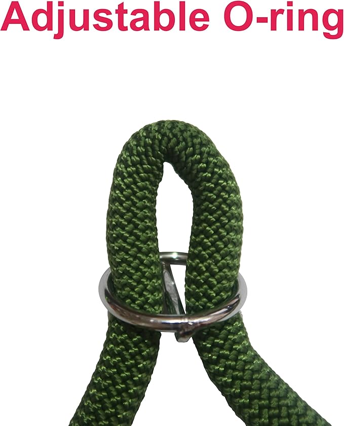Braided Round Martingale Dog Collar, Training Collar with Slidable Stop Ring - Ideal for Large Dogs (L(1/2") - 22" Long, Dark Green)