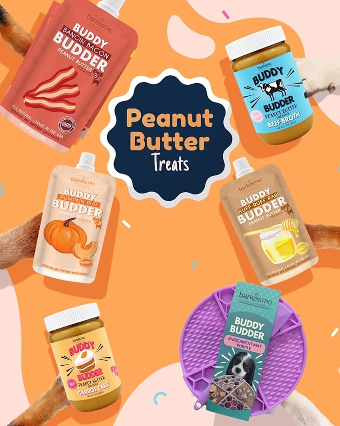 Ruff Ruff Raw + Pumpkin Pup Buddy BUDDER, Natural Peanut Butter for Dogs, Made in USA (Set of 2/ 17oz Jars)