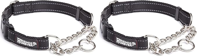 Friends Forever Martingale Collars for Dogs, Reflective No Pull Dog Collar for Training Large/Medium Breed Dogs, Medium (Pack of 2)
