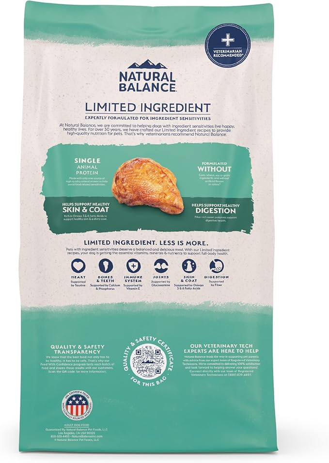 Natural Balance Limited Ingredient Adult Grain Free-Dry Dog Food, Chicken & Sweet Potato Recipe, 12 Pound (Pack of 1)