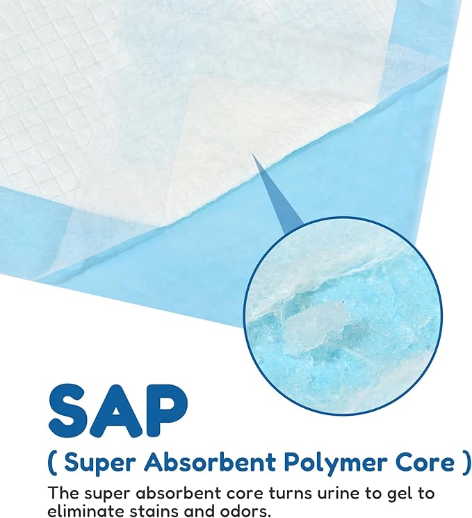 FluffyDream Super Absorbent Waterproof Dog and Puppy Pet Training Pad, Housebreaking Pet Pad, 50-Count Small-Size, 22"x22", Blue