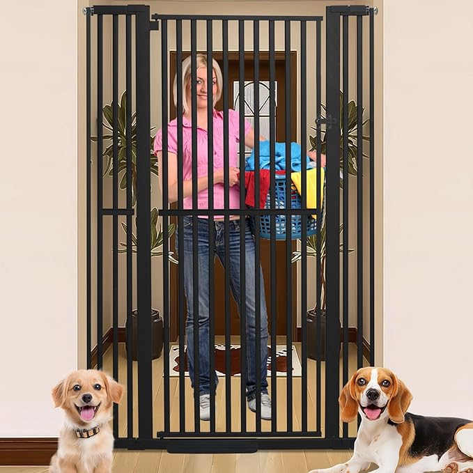 SHYUJAJIE 71 Inch Extra Tall Pet Gate for Cats, 29.5-43" Adjustable Wide Dog Gates, Pressure Mounted Walk Through Tall Cat Gate for Doorways,Hallway,Stairs,House(Black)