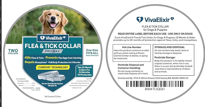 Flea and Tick Collar for Small Dogs - 7 Months of Protection - Adjustable and Waterproof - Safe and Long-Lasting Repellency of Fleas, Ticks, Lice, and Mosquitoes EPA Registration Number:2596-139
