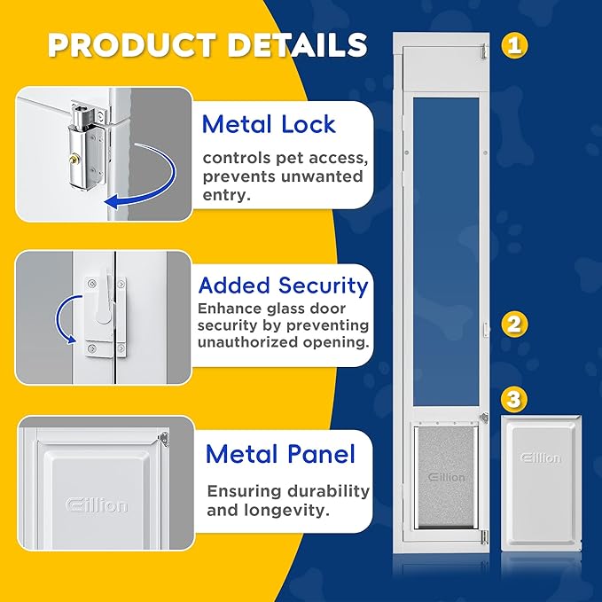 Large Dog Door for Sliding Glass Door,Openable Pet Door for Sliding Glass Doors,All-Metal Framed & Panel & Lock,Adjustable 75 7/8" to 81" Slider Height -Large