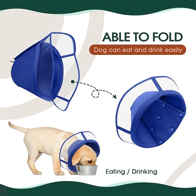 Kuoser Large Dog Cone Collar After Surgery, Soft Cone for Dogs to Stop Licking, Breathable Pet Recovery Collar Comfortable Elizabethan Collars, Adjustable Protective Dog Cones for Large Dogs, Blue L