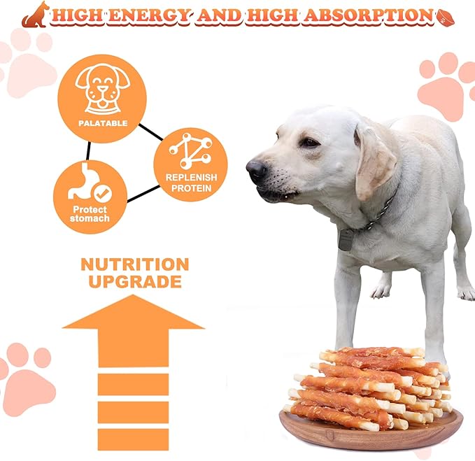 Puppy Training Snacks Dog Chews Treats Chicken Wrapped White Rawhide Sticks 1lb