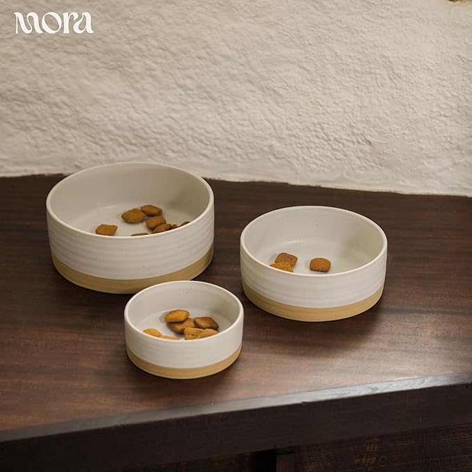 Mora Ceramic Pet Bowl Size Large - Food/Water Dish for Large Dogs, Cats, Great Dane, Mastiff, ect. 50oz or 8 Cups - Basic Bowls for Your Large Dog or Cat, Mix and Match for a Set - Oat