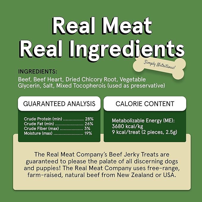 Real Meat Dog Treats - Two 12oz Bag of Bite-Sized Air-Dried Beef Jerky for Dogs - Grain-Free Jerky Treats with 95% Free-Range, Grass Fed Beef - All-Natural High Protein Treats