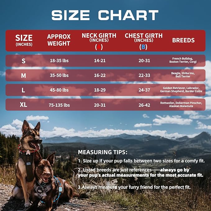 AUROTH Tactical Dog Harness for Large Dogs No Pull Adjustable Pet Harness Reflective K9 Working Training Easy Control Pet Vest Military Service Dog Harnesses Red M