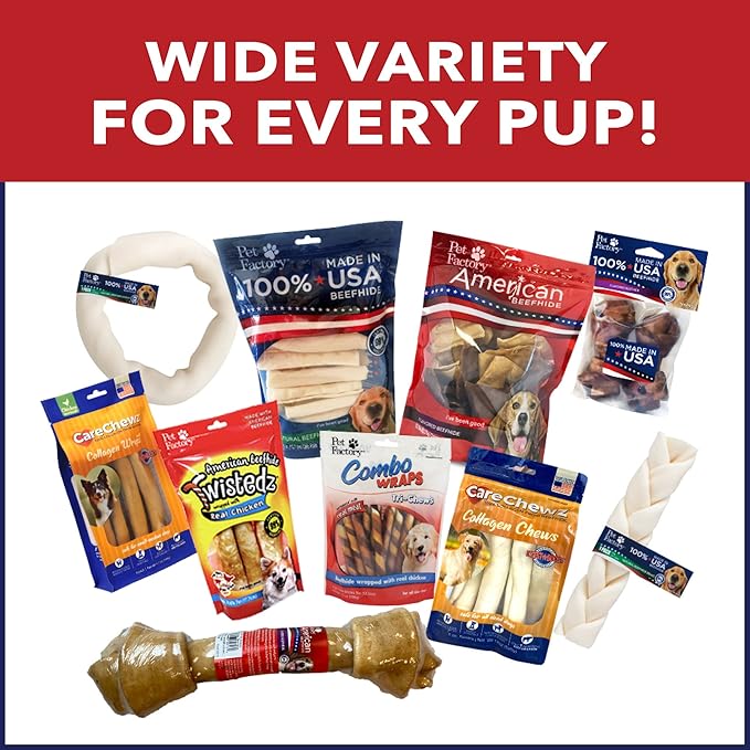 Pet Factory 100% Made in USA Beefhide 5" Chip Rolls Dog Chew Treats - Beef & Chicken Flavor, 18 Count/1 Pack