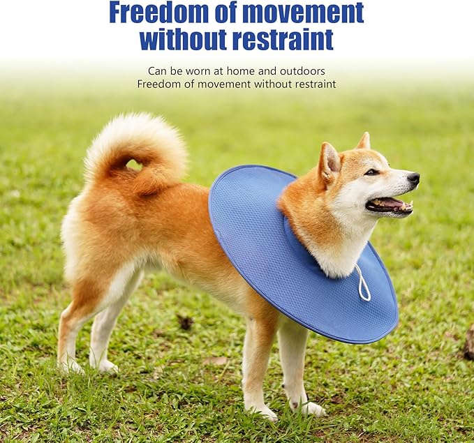 Dog Recovery Collar,Dog Soft Cone Collar Alternative After Surgery,Adjustable,Breathable E Collar for Large/Medium/Small Dogs Cats Blue S