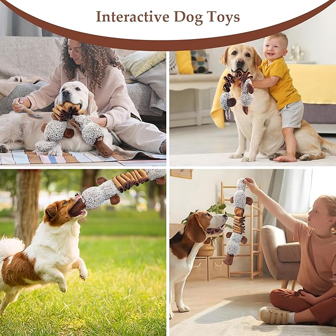BUYPOW Dog Toys for Large Dog - Plush Squeaky Medium & Small Dog Toys (3pack Monkey & Patypus)