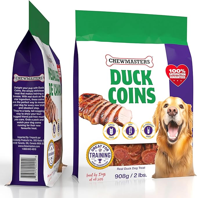 Chewmasters Duck Coins Training Treats for Dogs (32 oz) – Dog Training Treats – Healthy Rewards – Real Duck Meat Bites for All Breeds