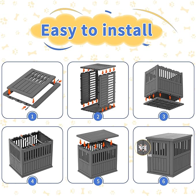 DRATO Dog Crate Furniture Lockable Dog Kennel Indoor Dog Crate Heavy Duty Decorative Pet Cage End Table for Small Medium Dogs Easy to Clean and Assemble, Black