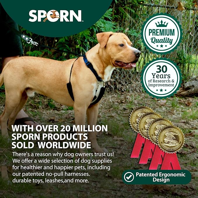 Sporn Original Dog Halter, No Pull Dog Harness, Durable Nylon Collar with Padded Restraint Sleeves for Large Breeds, No Choke Design, Adjustable Fit, Easy On/Off, Blue, Large