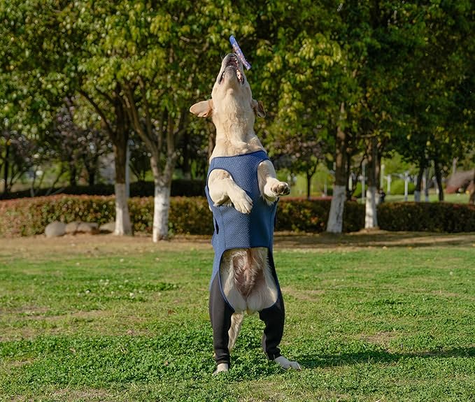Dog Hind Leg Recovery Sleeve Dog Recovery Suit Breathable Sleeve to Stop Licking and Biting Firm and Secure, Adjustable Size, Comfortable Alternative to Cone Collars (Rear Both Leg,Large)