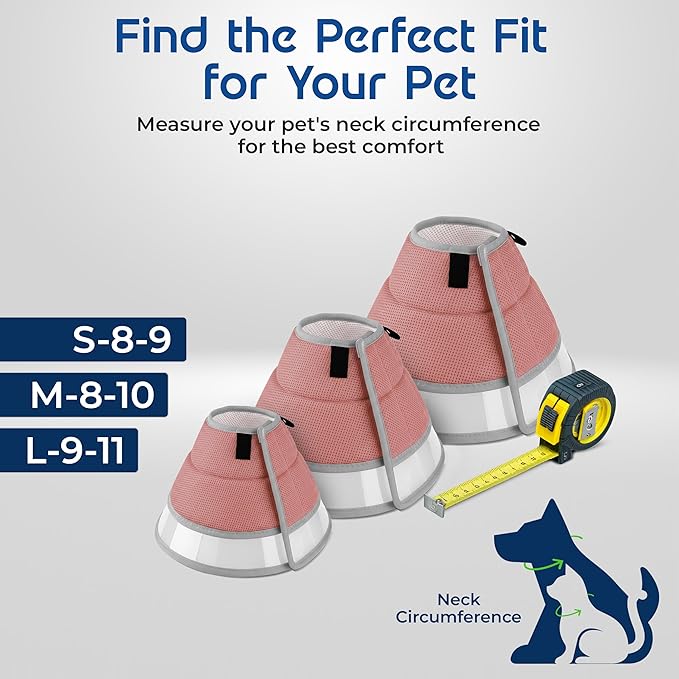 Soft Dog Cone Collar to Stop Licking Small,Medium.Large Dog Cone,Adjustable and Reversible Design,Non-Woven Breathable Fabric, Elizabethan Recovery Collar After Surgery for Cat or Dogs (Pink, Small)