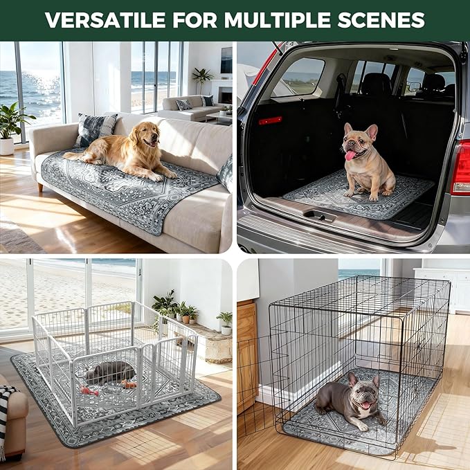 FXW Washable Pee Pads for Dogs, Leak-Proof & Non-Slip, Specifically Designed for Rollick/Homeplus 24inch 8 Panels Dog Playpen, 63" Square, Boho Grey, 1 Pack