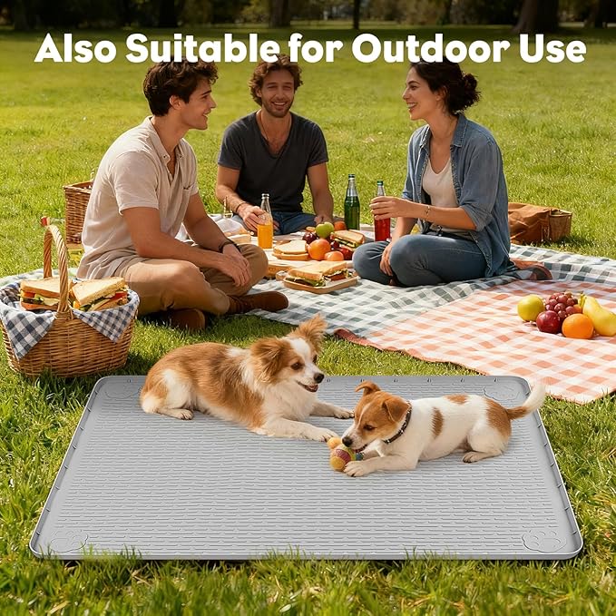 40"x28" Reusable Training Pads for Dogs Lanstics Silicone Dogs Mat Non-Slip Dog Training Pads Dog Pee Pad for Potty Training Floor Protector (Grey)