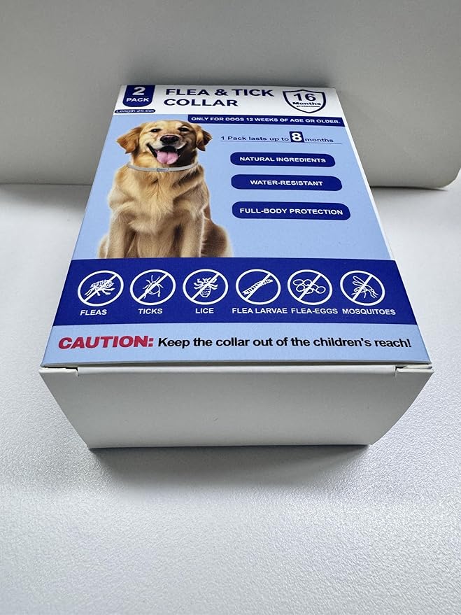 KOOSA Flea and Tick Collar for Dogs, 2 Packs Flea Collar for Dogs with Natural Essential Oils, Waterproof & Adjustable Flea and Tick Prevention Collar for Small Medium Large Dogs & Puppies, Grey