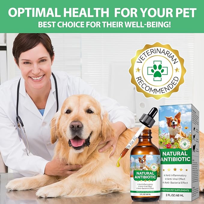 Antibiotics for Dogs, Natural Antibiotics for Dogs, Dog Multivitamin for Pets, Dog Antibiotics Helps Support a Healthy Immune System, 2 Fl Oz 