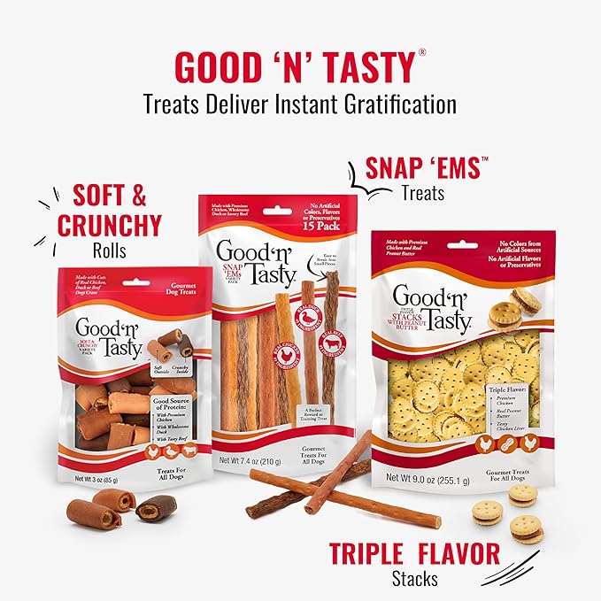 Good 'n' Tasty Kabob Bites Treat for All Dogs, 4 Ounce, Gourmet Dog Treats with Chicken, Duck or Chicken Liver, New Improved Formula for Softer Texture