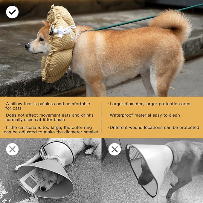 H HIDREAM Soft Dog Cones for Medium Dogs,Cute Adjustable Cone for Dogs to Stop Licking,Dog Recovery Collars & Cones that can Protect Head and Foot Wounds,Daisy Yellow All-Season Style