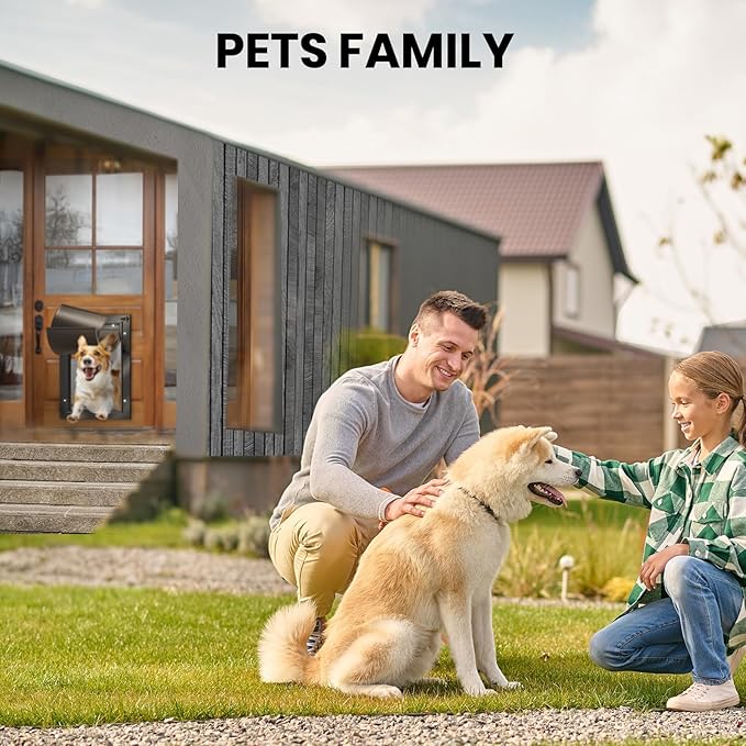 Cat Door for Door, All Aluminum Frame, Small Pet Door for Interior and Exterior, Heavy Duty Doggy Door, Double Magnetic Flaps, Thermal Tnsulation, Energy Efficient, Sliding Lock Panel(Pets Up to 22Lb)