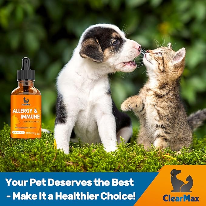 Dog Allergy Relief for Puppies & Adult Ones โ Cat & Dog Itching Skin Relief Helps with Irritation & Supports General Well-Being โ Cat Itchy Skin Treatment with Organic Composition โ 2 Oz Bottle