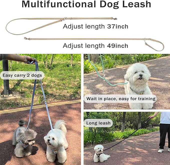 No Pull Dog Harness and Leash Set for Small Sized Dog Training Puppy Harnesses with Multifunction Dog Leash Soft Adjustable Denim No Choke Escape Proof Pet Harness for Small and Medium Dog (Brown XXS)