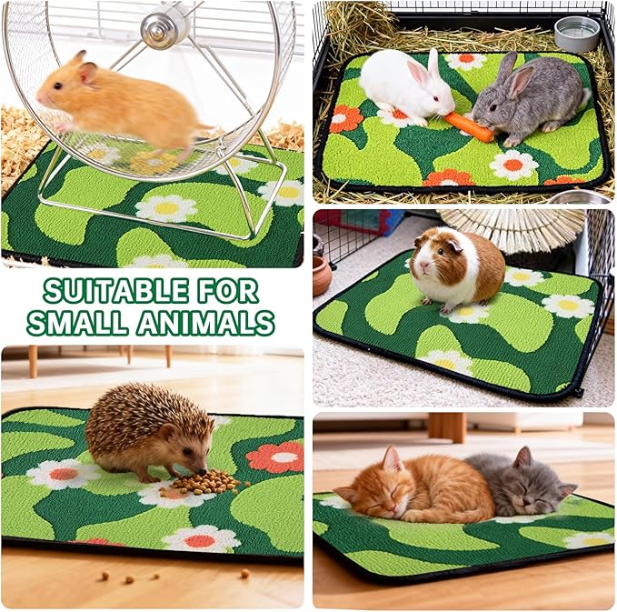 Qeils Reusable Puppy Pads for Small Dogs, Washable Pee Pads with Non-Slip , Absorbent Leakproof Mat for Crates, Playpens, Pet Beds & Whelping, Indoor Potty Training Grass Green, 16"x12", 4 Pack