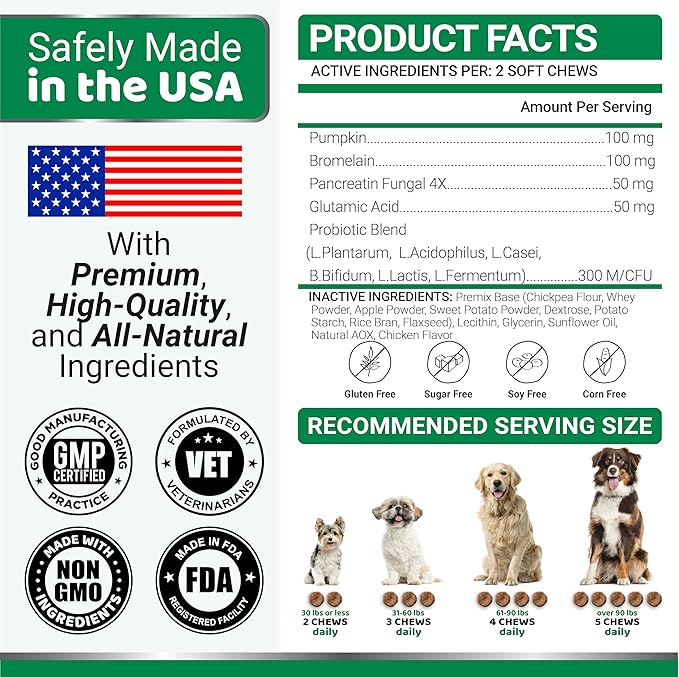 YUMA'S No Poo Chews for Dogs - 170 Count - Coprophagia & Stool Eating Deterrent for Dogs - Stop Eating Poop for Canine - Probiotics & Digestive Enzymes Supplement - Gut Health - Made in USA