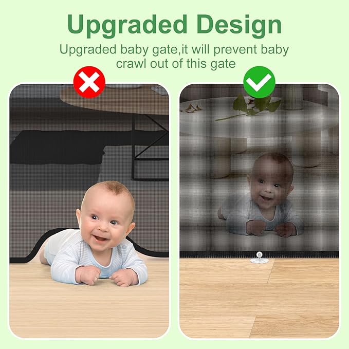 Upgraded Retractable Baby Gate, Extra Wide Safety Kids or Pets Gate, 33” Tall, Extends to 71” Wide, Mesh Safety Dog Gate for Stairs, Indoor, Outdoor, Doorways, Hallways(33”x71”, Black)