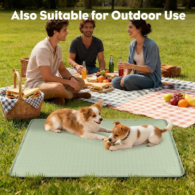 40" x28" Reusable Training Pads for Dogs Lanstics Silicone Dogs Mat Non-Slip Dog Training Pads Dog Pee Pad for Potty Training Floor Protector (Green)