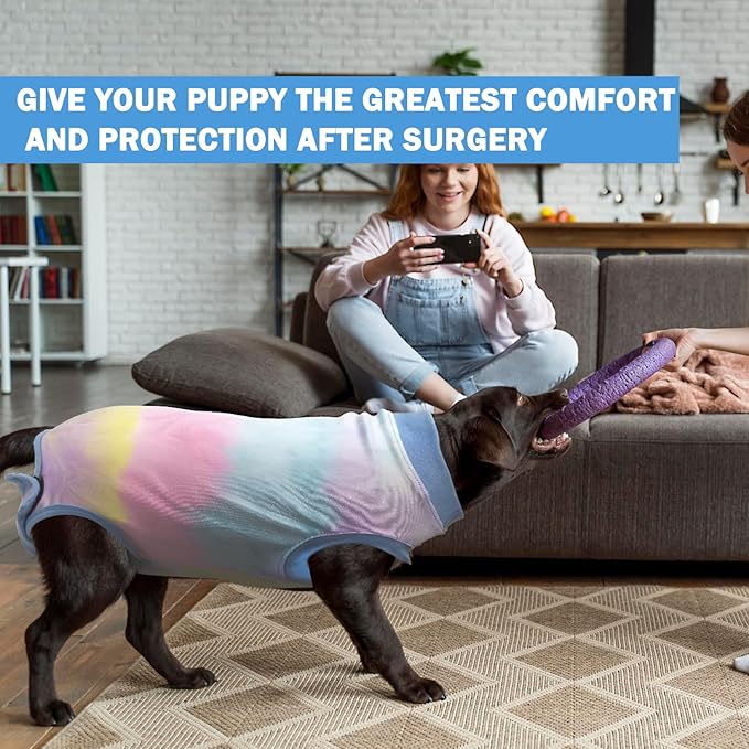 Dog Surgery Recovery Suit, Surgical Recovery Suit for Dog Male Neuter, Female Spay Shirt, Cone Alternative Pet Surgical Onesie Post Surgery Bodysuit, Tie-dye Light Blue, XX-Large