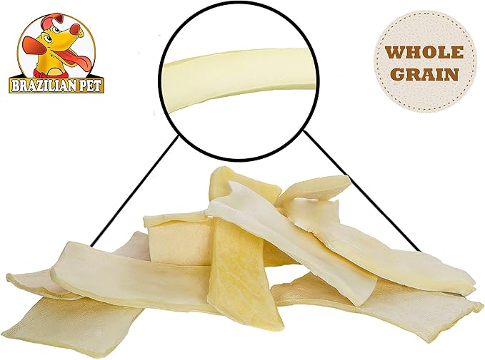Brazilian Pet Premium Thick Cut Chips, Wholegrain Rawhide (Last Much Longer Than Traditional Chips). 100% Natural. Great Behavioral Dog Chewing Treat Solution. No Preservatives. (3 Pounds)