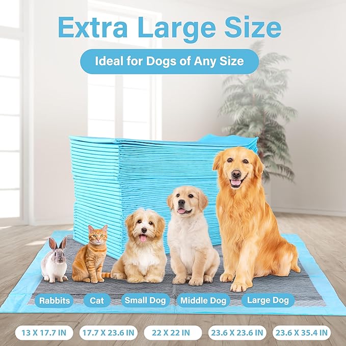 FluffyDream Ultra Charcoal Dog Training Pads with Leak-Proof Quick-Dry Urine Odor Design for Potty Training,23"X35"(40PCS) Improved Quality Pee Pads for Dogs, Super Absorbent Disposable Underpads