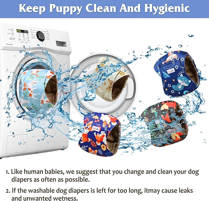 5 Pack Dog Diapers Male Reusable, Premium Belly Bands for Male Dogs, High Absorbing Pee Wraps for Doggie in Incontinence or Excitable Urination Flower XS