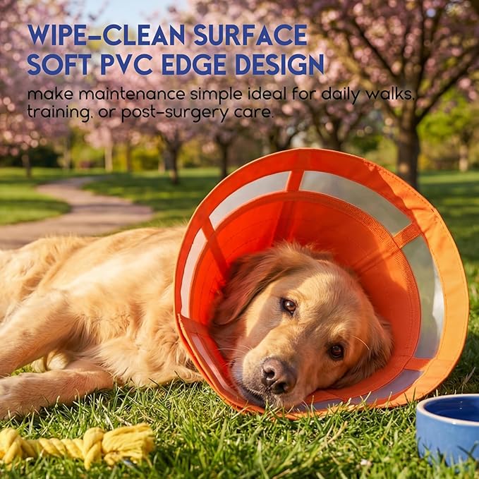 ASENKU Dog Cone Collar, Protective Recovery Dog Collar After Surgery, Comfy Adjustable Cone for Dogs to Stop Licking, Pet E-Collar for Small, Medium & Large Dogs(Orange, S)