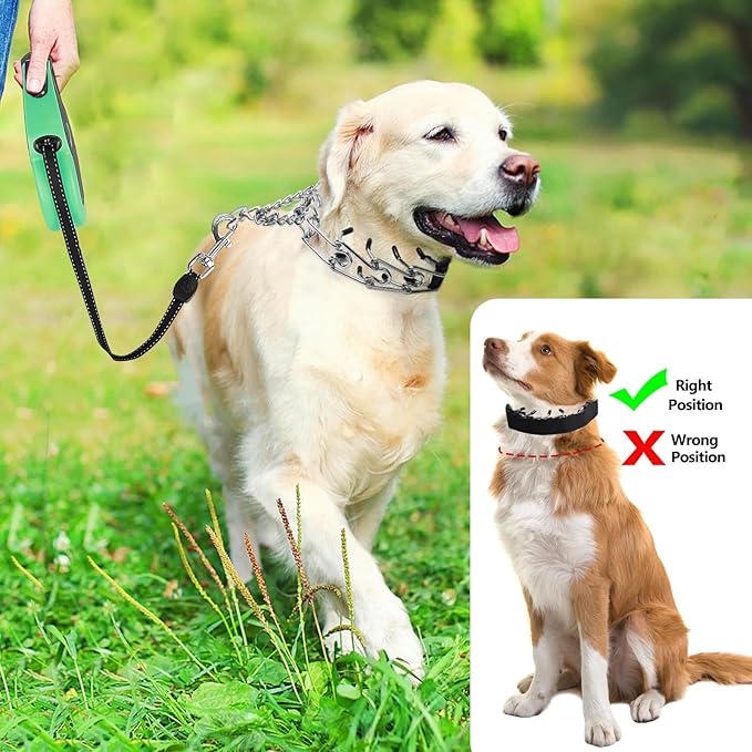 Prong Collar for Large Dogs with Nylon Cover, Dog Pinch Collar,Dog Training Collar,High Strength Quick Release Buckle,Comfort Rubber Tips (Black,4.0mm, 23.6-Inch)