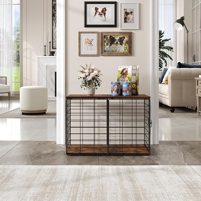 24 Inch Extra Small Dog Crate Furniture - Stylish Durable Indoor Dog Kennel with Storage Top & Secure Lock, Dog Crates for Small Dogs Under 7 lbs, Decorative End Table Pet House