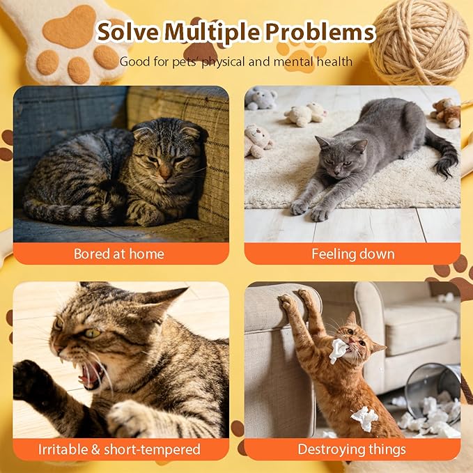 Pet Food Dispenser Interactive Training for Cats and Dogs Feeding Device, Self Soothing and Soothing Sound Toy (White)