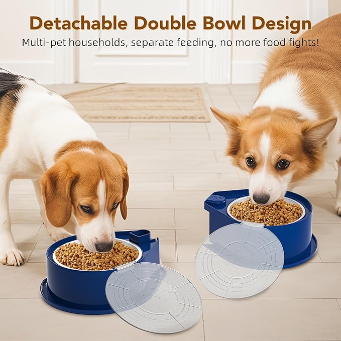 Newget Stainless Steel Dog Bowl Set with Lids, 304 Metal Dual Food & Water Bowls for Dogs & Cats, Large Capacity Pet Feeder with Cover Keeps Food Fresh, Anti-Skid Dog Dish for Small/Medium/Large Pets