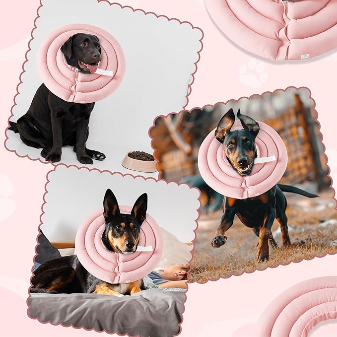 Soft Dog Cone Collar - Adjustable Recovery Cone for Large Dogs After Surgery to Stop Licking, Waterproof Elizabethan Protective Neck Donut Collar Alternative for Pet (Pink, 2XL)